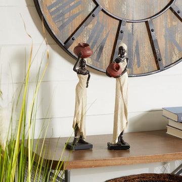 Tuzerde 2 Piece Polystone African Woman Figurine Set